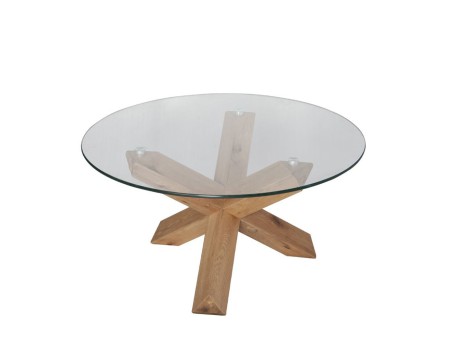 GLASS COFFEE TABLE ΔΙΑΦΑΝΟ OAK 80x80x42cm