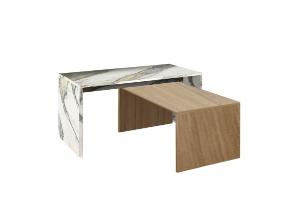 TUNUSIA COFFEE TABLE ARTISAN OAK ΛΕΥΚΟ ΜΕ ΟΨΗ ΜΑΡΜΑΡΟΥ 90x45x45cm TUNUSIA COFFEE TABLE ARTISAN OAK ΛΕΥΚΟ ΜΕ ΟΨΗ ΜΑΡΜΑΡΟΥ 90x45x45cm