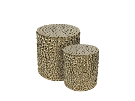 POPPY COFFEE TABLE SET 2ΤΕΜ ΧΡΥΣΟ ANTIQUE 44x44x46.5cm