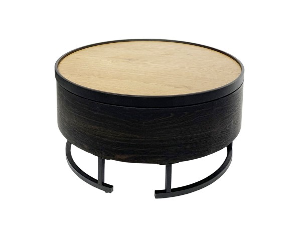 BARREL COFFEE TABLE ΜΕ ΑΠΟΘ/ΚΟ ΧΩΡΟ ΜΑΥΡΟ ΦΥΣΙΚΟ ΜΑΥΡΟ 80x80x39.5cm