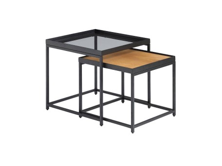 HARMONICA SIDE TABLE SET 2ΤΕΜ ΦΥΣΙΚΟ ΦΙΜΕ ΜΑΥΡΟ 50x50x49cm