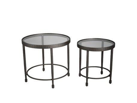 GRANAZ SIDE TABLE SET 2ΤΕΜ GUNMETAL 65x65x60cm