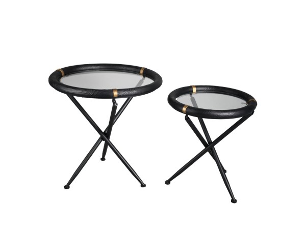 COLOMBO SIDE TABLE SET 2ΤΕΜ ΜΑΥΡΟ ΧΡΥΣΟ 64x64x64cm COLOMBO SIDE TABLE SET 2ΤΕΜ ΜΑΥΡΟ ΧΡΥΣΟ 64x64x64cm
