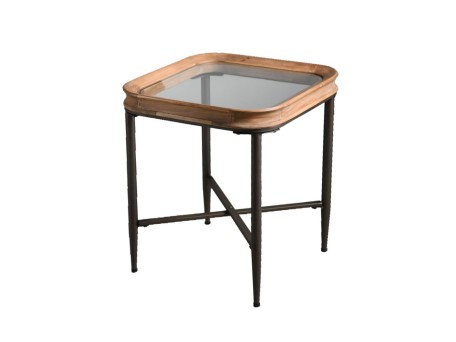 MARAIS SIDE TABLE ΦΥΣΙΚΟ ΜΑΥΡΟ 45x45x51.5cm