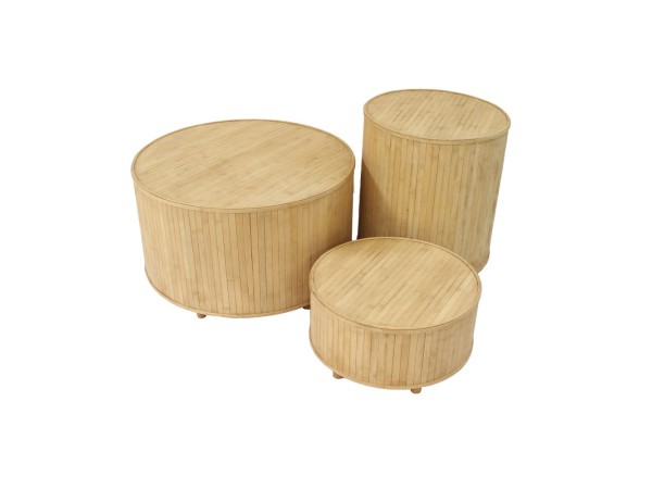 RIBBONS SIDE TABLE SET 3ΤΕΜ ΦΥΣΙΚΟ 61x61x34 RIBBONS SIDE TABLE SET 3ΤΕΜ ΦΥΣΙΚΟ 61x61x34