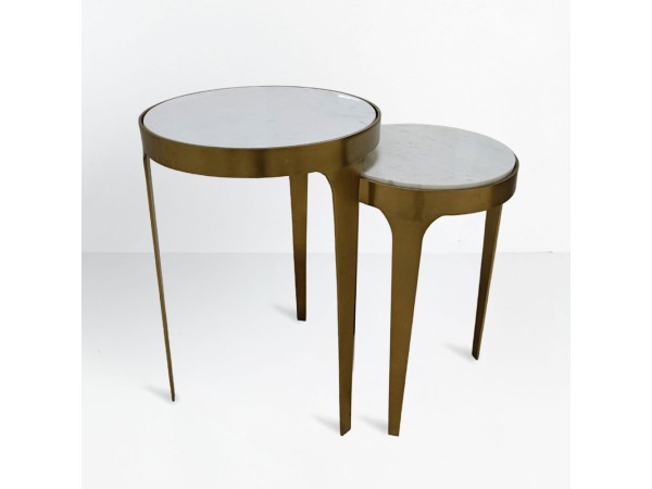 STICKS SIDE TABLE SET 2ΤΕΜ ΛΕΥΚΟ ΧΡΥΣΟ 37x37x54.5cm