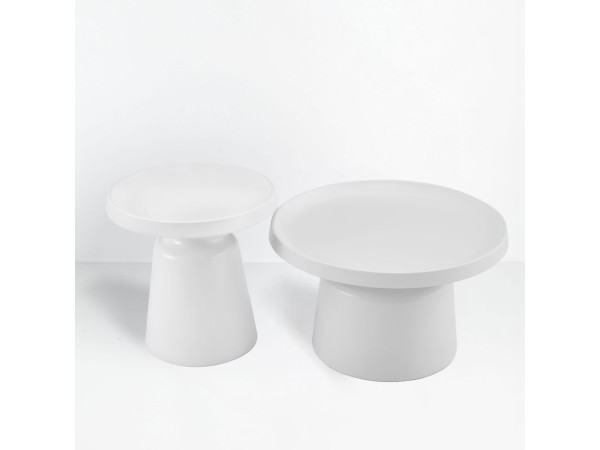 BOBBY COFFEE TABLE SET 2ΤΕΜ ΛΕΥΚΟ ΜΑΤ 70x70x42cm