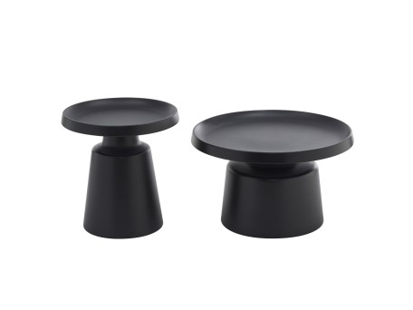 MOUSSE COFFEE TABLE SET 2ΤΕΜ ΜΑΥΡΟ ΜΑΤ 70x70x50cm