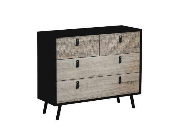 OMNIA ΣΥΡΤΑΡΙΕΡΑ ΜΑΥΡΟ SONOMA ΜΕ PATTERN 98.5x39x81.5cm