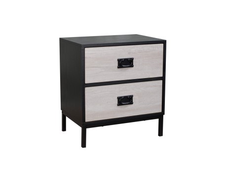 FACTORY ΚΟΜΟΔΙΝΟ 2ΣΥΡΤΑΡΙΑ ΜΑΥΡΟ OAK SONOMA DECAPE 50x35x55cm