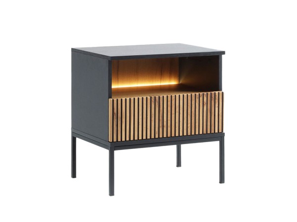 MYSTERY ΚΟΜΟΔΙΝΟ 1ΣΥΡΤΑΡΙ 1ΡΑΦΙ ΦΥΣΙΚΟ ΣΚΟΥΡΟ ΜΑΥΡΟ 54x39x56cm