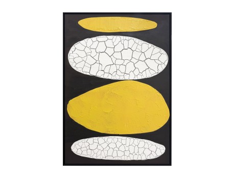 SKIVE ΠΙΝΑΚΑΣ ΔΙΑΚΟΣΜΗΤΙΚΟΣ ΜΕ ΚΟΡΝΙΖΑ 80x120x4cm ΚΑΜΒΑΣ LEMON ΓΚΡΙ PS ΜΑΥΡΟ