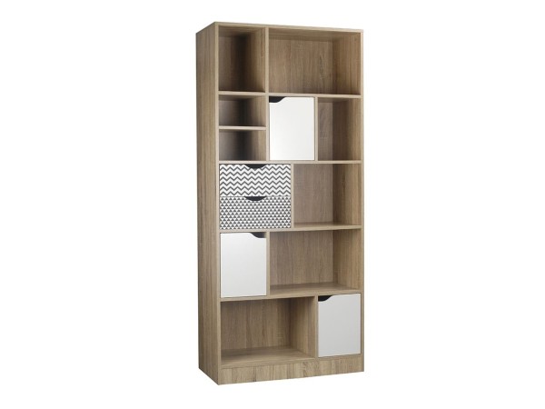 MINTONI ΒΙΒΛΙΟΘΗΚΗ SONOMA ΛΕΥΚΟ ΜΕ PATTERN 80x39x180cm