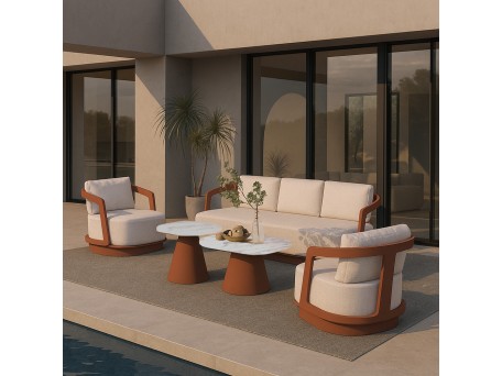 TORRE ΣΑΛΟΝΙ SET 1+2+2 TERRACOTTA 198x81x66cm