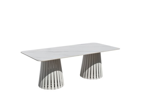 EURORA ΤΡΑΠΕΖΙ ΛΕΥΚΟ ΜΕ ΟΨΗ ΜΑΡΜΑΡΟΥ ΛΕΥΚΟ 220x100x75cm
