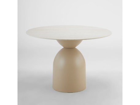 EARTH ΤΡΑΠΕΖΙ BEIGE ΜΕ ΟΨΗ ΜΑΡΜΑΡΟΥ 110x110x75cm