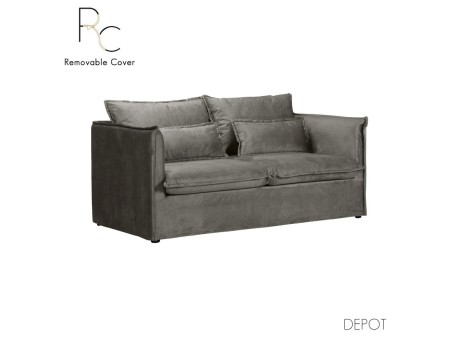 ONE ONLY ΚΑΝΑΠΕΣ 2ΘΕΣΙΟΣ ΜΕ ΑΠΟΣΥΡΟΜΕΝΟ ΓΚΡΙ 176x90x87cm