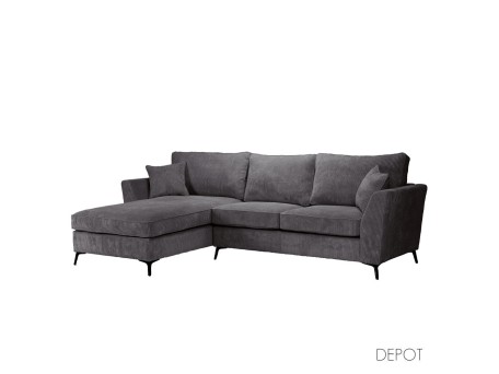 BOEL ΚΑΝΑΠΕΣ ΓΩΝΙΑ ΑΡΙΣΤΕΡΗ ΓΚΡΙ LINCOLN 90 280x170x92cm