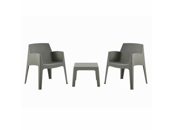 ΣΕΤ LOUNGE ΠΟΛΥΠΡΟΠΥΛΕΝΙΟΥ SLEEK HM21267.05 ΤΡΑΠΕΖΑΚΙ & 2 ΠΟΛΥΘΡΟΝΕΣ-DARK OLIVE GREEN