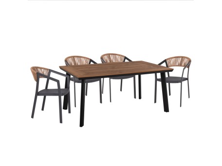ΣΕΤ ΤΡΑΠΕΖΑΡΙΑΣ 5ΤΜΧ TABER HM10832.01 ΚΑΡΕΚΛΕΣ & ΤΡΑΠΕΖΙ ΑΛΟΥΜ.-POLYWOOD-ΓΚΡΙ