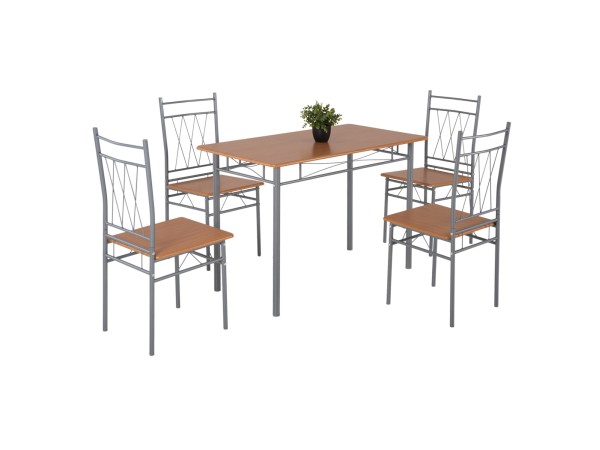 ΣΕΤ ΤΡΑΠΕΖΑΡΙΑΣ 5ΤΜΧ PRAIORY HM18005.02 ΜΕΤΑΛΛΟ ΑΣΗΜΙ-MDF ΣΟΝΑΜΑ 110x60x74Yεκ.