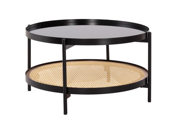 ΤΡΑΠΕΖΙ ΣΑΛΟΝΙΟΥ SEITZ HM18030 ΓΥΑΛΙ TOP-ΜΕΤΑΛΛΟ-RATTAN ΣΕ ΦΥΣΙΚΟ Φ80x45Υεκ.