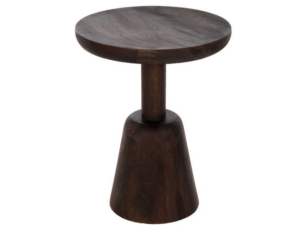 ΤΡΑΠΕΖΙ ΣΑΛΟΝΙΟΥ ΣΤΡΟΓΓΥΛΟ CRABB HM9701 ΜΑΣΙΦ MANGO ΣΚΟΥΡΟ ΚΑΦΕ Φ40x49,5Υεκ.