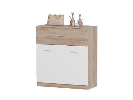 ΠΑΠΟΥΤΣΟΘΗΚΗ ΜΕ ΣΥΡΤΑΡΙ DIONNE HM4362 ΜΕΛΑΜΙΝΗ ΣΕ ΣΟΝΑΜΑ-ΛΕΥΚΟ 80x35x84Υεκ