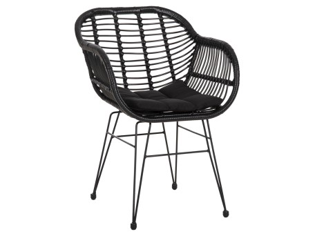 ΠΟΛΥΘΡΟΝΑ ΜΕ ΜΑΞΙΛΑΡΙ ΜΕΤΑΛΛΙΚΗ ALLEGRA HM5450.32 ΜΕ WICKER ΜΑΥΡΟ 58x59x82Υεκ.