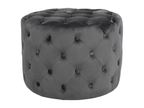 ΣΚΑΜΠΟ KASSIE  ΓΚΡΙ ΒΕΛΟΥΔΟ ΤΥΠΟΥ CHESTERFIELD HM8406.01 Φ60x43Υ εκ.