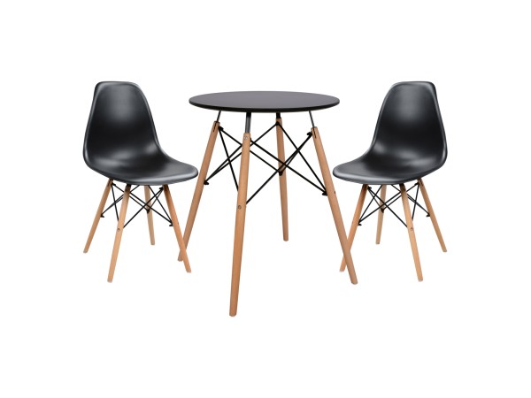 ΣΕΤ ΤΡΑΠΕΖΑΡΙΑΣ 3ΤΜΧ TWIST HM21371 ΣΤΡΟΓΓΥΛΟ ΤΡΑΠΕΖΙ Φ60 & 2 ΚΑΡΕΚΛΕΣ ΣΕ ΜΑΥΡΟ