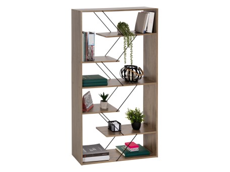 ΒΙΒΛΙΟΘΗΚΗ TARS HM2240.13 OLIVE GREY ΜΕΛΑΜΙΝΗ-ΜΑΥΡΕΣ ΜΕΤΑΛΛΙΚΕΣ ΒΕΡΓΕΣ 84x24x157Yεκ.