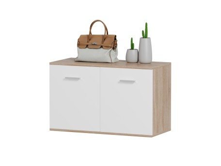 ΠΑΠΟΥΤΣΟΘΗΚΗ DIONNE HM4363 ΜΕΛΑΜΙΝΗ ΣΕ ΣΟΝΑΜΑ-ΛΕΥΚΟ 80x35x46Υεκ.