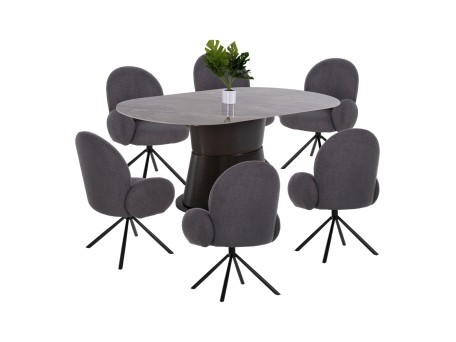 ΣΕΤ ΤΡΑΠΕΖΑΡΙΑ ΕΣΩΤ.ΧΩΡΟΥ 7ΤΜΧ HM11975 ΤΡΑΠΕΖΙ ΒΕΝΤ & 6 ΠΟΛΥΘΡΟΝΕΣ WINON (ΓΚΡΙ)