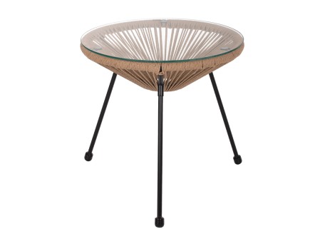 ΤΡΑΠΕΖΙ ΒΟΗΘΗΤΙΚΟ ALLEGRA ΜΑΥΡΟ ΜΕΤΑΛΛΟ  ME TWISTED WICKER ΦΥΣΙΚΟ HM5873.01 Φ47Χ45Υεκ.