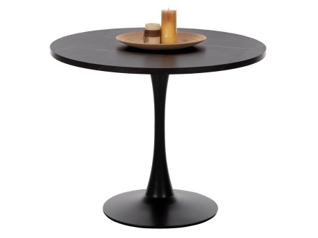 ΤΡΑΠΕΖΙ ΤΡΑΠΕΖΑΡΙΑΣ ROLLO HM9421.12 ΣΤΡΟΓΓΥΛΟ BLACK MARBLE Φ90x74Υεκ.