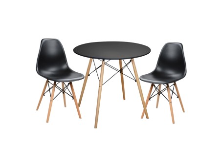 ΣΕΤ ΤΡΑΠΕΖΑΡΙΑΣ 3ΤΜΧ TWIST HM21373 ΣΤΡΟΓΓΥΛΟ ΤΡΑΠΕΖΙ Φ80 & 2 ΚΑΡΕΚΛΕΣ ΣΕ ΜΑΥΡΟ