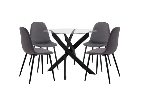 ΣΕΤ ΤΡΑΠΕΖΑΡΙΑΣ 5 ΤΜΧ HM11095.01 ΤΡΑΠΕΖΙ Φ90X74Υεκ. & 4 ΚΑΡΕΚΛΕΣ LEONARDO ΓΚΡΙ