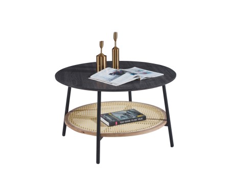 ΤΡΑΠΕΖΙ ΣΑΛΟΝΙΟΥ SEWELL HM18033 MDF ΣΕ ZEBRANO-ΜΕΤΑΛΛΙΚΑ ΠΟΔΙΑ-WICKER Φ80x46,5Υεκ.