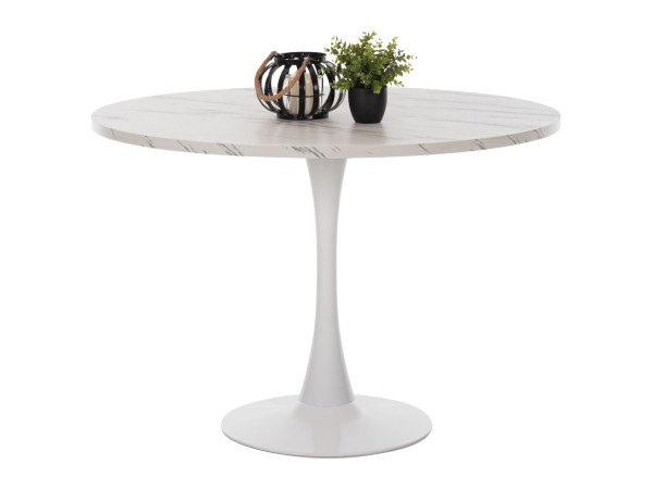 ΤΡΑΠΕΖΙ ΤΡΑΠΕΖΑΡΙΑΣ ROLLO HM9422.11 ΣΤΡΟΓΓΥΛΟ WHITE MARBLE Φ120x74Yεκ.