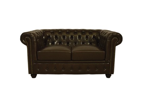 ΚΑΝΑΠΕΣ 2ΘΕΣΙΟΣ T.CHESTERFIELD HM3010.01 ΤΕΧΝΟΔΕΡΜΑ ΣΚΟΥΡΟ ΚΑΦΕ 155x90x73 εκ.
