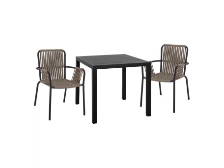 ΣΕΤ ΤΡΑΠΕΖΑΡΙΑ 3ΤΜΧ ΤΡΑΠΕΖΙ ΑΛΟΥΜΙΝΙΟΥ 80X80 & ΠΟΛΥΘΡΟΝΕΣ ΑΝΘΡΑΚΙ HM11439