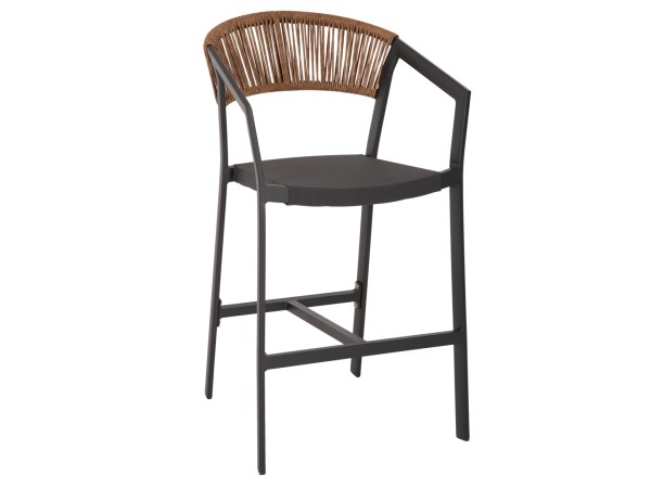 ΣΚΑΜΠΟ ΑΛΟΥΜΙΝΙΟΥ ΑΝΘΡΑΚΙ HM5892.11 ΜΕΣΑΙΟΥ ΥΨΟΥΣ ΜΕ ΜΠΡΑΤΣΑ RATTAN & TEXTLINE 55x56,5x99Yεκ.