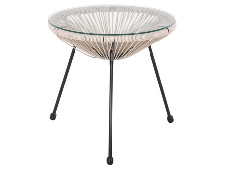 ΤΡΑΠΕΖΙ ΒΟΗΘΗΤΙΚΟ ALLEGRA HM5874.03 ΜΕΤΑΛΛΟ ΜΑΥΡΟ-ΣΥΝΘ. RATTAN ΜΠΕΖ Φ47x45Yεκ.