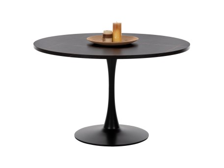 ΤΡΑΠΕΖΙ ΤΡΑΠΕΖΑΡΙΑΣ ROLLO HM9422.12 ΣΤΡΟΓΓΥΛΟ BLACK MARBLE Φ120x74Yεκ.