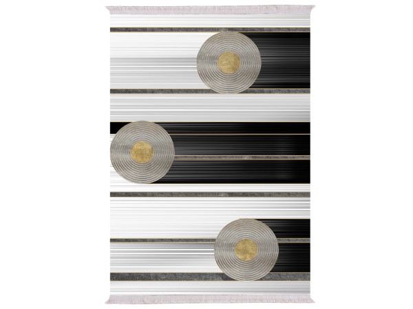 ΧΑΛΙ ΣΑΛΟΝΙΟΥ ΜΕ ΚΡΟΣΙΑ JOSIANE ΛΕΥΚΟ-ΜΑΥΡΟ-ΧΡΥΣΟ HM7723.24 180X280 εκ.