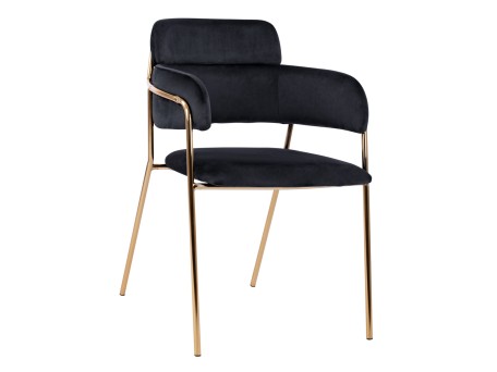 ΠΟΛΥΘΡΟΝΑΚΙ KELSO HM8521.04 ΒΕΛΟΥΔΟ ΜΑΥΡΟ & ΕΠΙΧΡΥΣΟ ΠΟΔΙ 52,5x52x80Υ εκ.