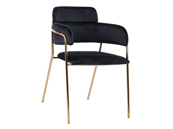 ΠΟΛΥΘΡΟΝΑΚΙ KELSO HM8521.04 ΒΕΛΟΥΔΟ ΜΑΥΡΟ & ΕΠΙΧΡΥΣΟ ΠΟΔΙ 52,5x52x80Υ εκ.