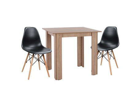 ΣΕΤ ΤΡΑΠΕΖΑΡΙΑΣ 3ΤΜΧ KELVIN HM21376 ΤΕΤΡΑΓΩΝΟ ΤΡΑΠΕΖΙ SONAMA OAK--2 ΚΑΡΕΚΛΕΣ ΜΑΥΡΕΣ