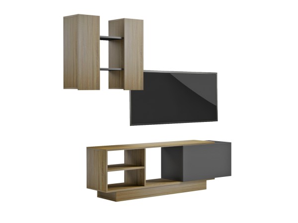 ΣΥΝΘΕΣΗ ΤΗΛΕΟΡΑΣΗΣ TYSON HM18081 ΜΕΛΑΜΙΝΗ ΣΟΝΑΜΑ-ΓΚΡΙ 140x31.5x43.5Υεκ.